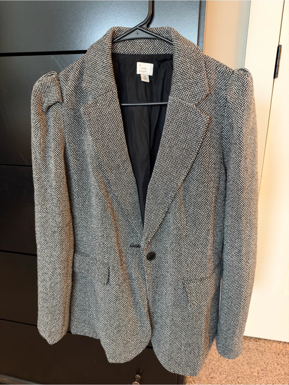 a new day Gray Herringbone Single-Button Women's Blazer